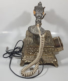 Vintage Onyx Telecommunication Ornate Victorian French Baroque Brass Toned Heavy Metal Rotary Telephone Partially Working