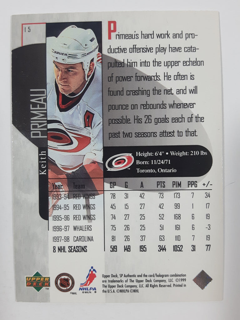 199899 Upper Deck SP Authentics NHL Ice Hockey Trading Cards (Individ