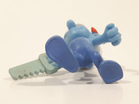 2011 Peyo "Carpenter" Smurf Holding a Saw with a Pencil in His Ear PVC Toy Figure McDonald's Happy Meal