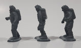 Spaceman Astronaut Grey Plastic 2" Tall Toy Figures Set of 3