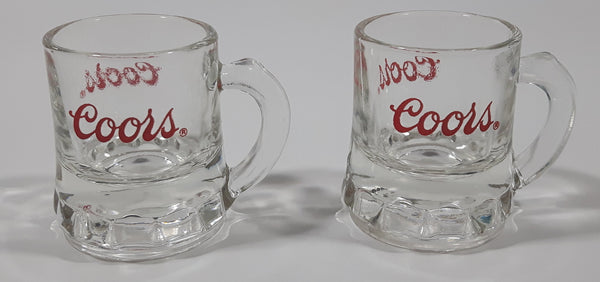 Vintage Coors Miniature 1 7/8" Tall Beer Mug Shaped Shot Glasses with Handles