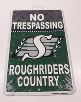 Frontline No Tresspassing CFL Football Saskatchewan Roughriders Country Embossed Tin Metal Sign New in Package
