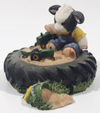 1998 Enesco Mary's Moo Moos John Deere "Never Be Too Tired For Some Fun!" 4 1/4" Long Resin Figure Ornament