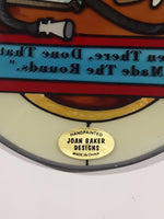 Rare Hard to Find Joan Baker Design's Handpainted Genuine Antique Doctor Medicine Been There, Done That, "Made The Rounds." 6 1/2" x 9" Oval Shaped Stained Window Glass Sun Catcher