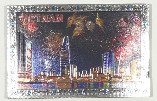 Vietnam Fireworks Themed 2" x 3" Reflective Hard Rubber Fridge Magnet