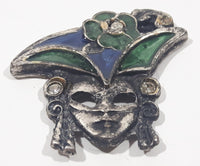 Mardi Gras Mask with Rhinestones 1 7/8" x 1 7/8" Enamel Metal Fridge Magnet