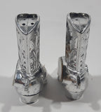 Vintage Saskatchewan Cowboy Boot Shaped 2" Tall Metal Salt and Pepper Shaker Set