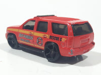 2009 Hot Wheels HW City Works '07 Chevy Tahoe Fire Dept. Rescue #8 Red Die Cast Toy Car Emergency Vehicle