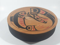 Vintage Clarence A. Wells Salmon Themed 10 1/2" Bent Wood Aboriginal Drum Art