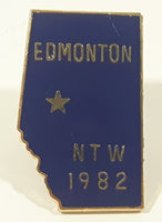1982 NTW Edmonton Alberta Shaped Blue Enamel Metal Lapel Pin