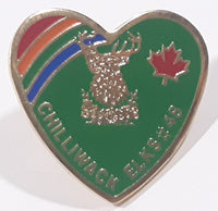Chilliwack Elks #48 Green Heart Shaped Enamel Metal Lapel Pin