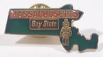 Massachusetts Bay State Green State Shaped Enamel Metal Lapel Pin