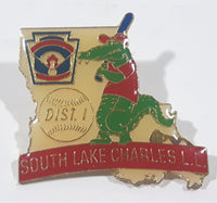 South Lake Charles Dist. 1 Little League Baseball Alligator Themed Louisiana State Shaped Enamel Metal Lapel Pin