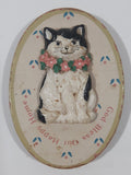 God Bless Our Happy Home Black and White Kitty Cat Themed Oval Shaped 1 3/4" x 2 1/2" Fridge Magnet