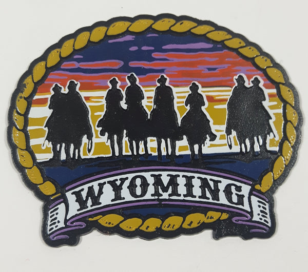 Wyoming Cowboys Riding Into The Sunset 2 3/8" x 3 1/8" Rubber Fridge Magnet