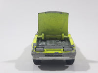 Vintage Majorette No. 227 1986 Ford Mustang Convertible Turbo Fluorescent Yellow Die Cast Toy Car Vehicle with Opening Hood 1/59 Scale Made in France Missing Windshield