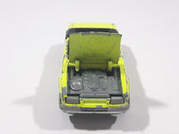 Vintage Majorette No. 227 1986 Ford Mustang Convertible Turbo Fluorescent Yellow Die Cast Toy Car Vehicle with Opening Hood 1/59 Scale Made in France Missing Windshield