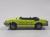 Vintage Majorette No. 227 1986 Ford Mustang Convertible Turbo Fluorescent Yellow Die Cast Toy Car Vehicle with Opening Hood 1/59 Scale Made in France Missing Windshield