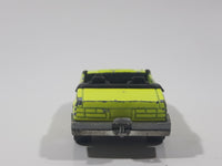 Vintage Majorette No. 227 1986 Ford Mustang Convertible Turbo Fluorescent Yellow Die Cast Toy Car Vehicle with Opening Hood 1/59 Scale Made in France Missing Windshield