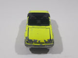 Vintage Majorette No. 227 1986 Ford Mustang Convertible Turbo Fluorescent Yellow Die Cast Toy Car Vehicle with Opening Hood 1/59 Scale Made in France Missing Windshield