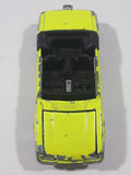 Vintage Majorette No. 227 1986 Ford Mustang Convertible Turbo Fluorescent Yellow Die Cast Toy Car Vehicle with Opening Hood 1/59 Scale Made in France Missing Windshield