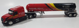 Rare Promotional Semi Tractor Tanker Trailer J.J. Keller & Associates, Inc Since 1953 Red Orange Yellow Black 1/64 Scale Die Cast Toy Car Vehicle with Opening Hood Missing Parts