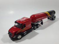 Rare Promotional Semi Tractor Tanker Trailer J.J. Keller & Associates, Inc Since 1953 Red Orange Yellow Black 1/64 Scale Die Cast Toy Car Vehicle with Opening Hood Missing Parts