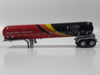 Rare Promotional Semi Tractor Tanker Trailer J.J. Keller & Associates, Inc Since 1953 Red Orange Yellow Black 1/64 Scale Die Cast Toy Car Vehicle with Opening Hood Missing Parts