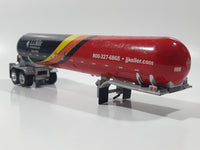 Rare Promotional Semi Tractor Tanker Trailer J.J. Keller & Associates, Inc Since 1953 Red Orange Yellow Black 1/64 Scale Die Cast Toy Car Vehicle with Opening Hood Missing Parts