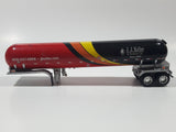 Rare Promotional Semi Tractor Tanker Trailer J.J. Keller & Associates, Inc Since 1953 Red Orange Yellow Black 1/64 Scale Die Cast Toy Car Vehicle with Opening Hood Missing Parts