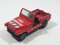 Vintage 1980s Yatming No. 1608 Jeep CJ7 Fire Brigade Red Die Cast Toy Car Vehicle
