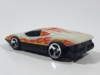 1997 Hot Wheels Volcano Blowout Large Charge Silver Bullet Glow In The Dark White Plastic Die Cast Toy Car Vehicle