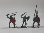 Set of 3 Grey Knights In Different Poses 2 1/4" Tall Plastic Toy Figures