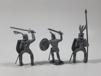Set of 3 Grey Knights In Different Poses 2 1/4" Tall Plastic Toy Figures