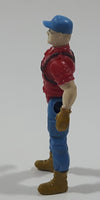 Blue Hat Red Shirt Construction Worker 2 1/2" Tall Toy Figure