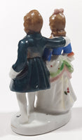 Antique 1945 to 1951 Occupied Japan Colonial Man and Woman Couple 5" Tall Hand Painted Porcelain Figurine