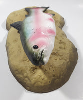 1999 Gemmy Travis The Trout Animatronic Singing Moving Fish On Rock Themed Plaque Novelty Collectible No Adapter Battery Operated Tested Partially Working