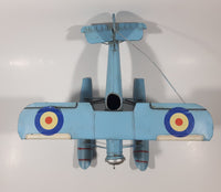 Vintage Style Royal Air Force Blue Bi-Plane Float Plane Large Tin Metal Military Airplane