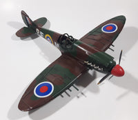 Vintage Spitfire Style Camouflage Fighter Plane Large 12" Tin Metal Military Airplane