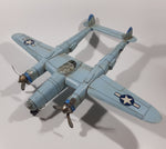 Vintage Lockheed P-38 Lightning Style Light Blue Plane Large 14 1/4" Long Tin Metal Military Airplane