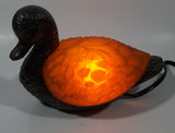 Amber Glass Shelled Bronze Finish Duck Bird Lamp Light