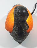 Amber Glass Shelled Bronze Finish Duck Bird Lamp Light