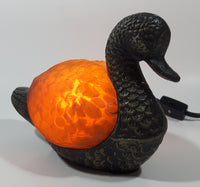 Amber Glass Shelled Bronze Finish Duck Bird Lamp Light