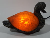 Amber Glass Shelled Bronze Finish Duck Bird Lamp Light