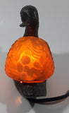 Amber Glass Shelled Bronze Finish Duck Bird Lamp Light