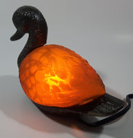 Amber Glass Shelled Bronze Finish Duck Bird Lamp Light