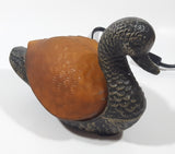 Amber Glass Shelled Bronze Finish Duck Bird Lamp Light