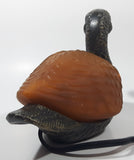 Amber Glass Shelled Bronze Finish Duck Bird Lamp Light