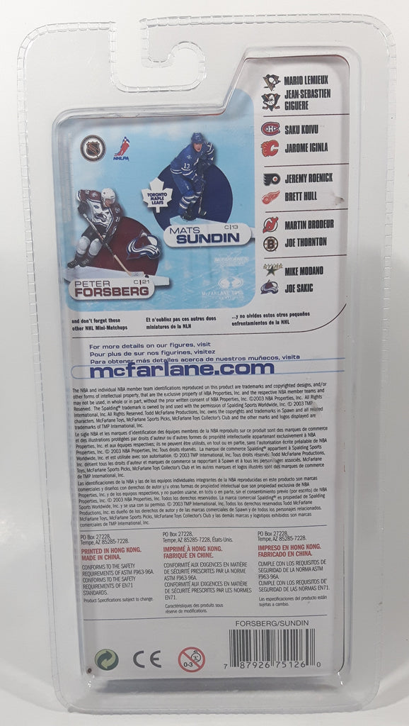 2003 McFarlane NHL NHLPA Ice Hockey 2 Player Pack Mats Sundin Toronto