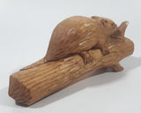 Vintage Gaston Turcotte Quebec Beaver On A Log Handmade Carved Wood 5 1/4" Long Animal Wildlife Sculpture